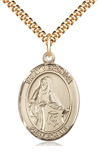 14kt Gold Filled Saint Veronica Medal Catholic Jewelry Engraved Catholic Saint Jewelry