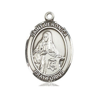 Pewter Saint Veronica Medal Engraved Catholic Saint Jewelry