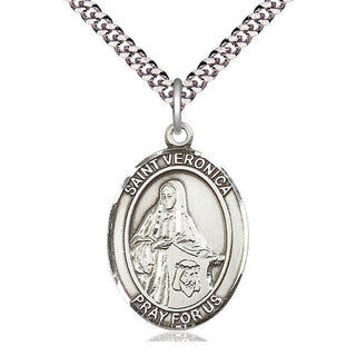 Pewter Saint Veronica Medal Catholic Jewelry Engraved Catholic Saint Jewelry