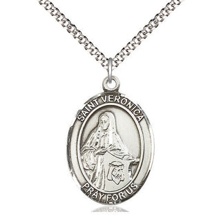Pewter Saint Veronica Medal Catholic Jewelry Engraved Catholic Saint Jewelry