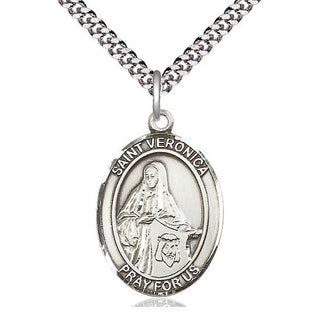 Pewter Saint Veronica Medal Catholic Jewelry Engraved Catholic Saint Jewelry