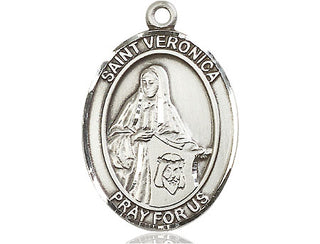 Sterling Silver Saint Veronica Medal Catholic Jewelry Engraved Catholic Saint Jewelry