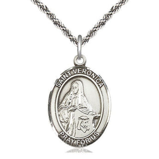 Sterling Silver Saint Veronica Medal Catholic Jewelry Engraved Catholic Saint Jewelry