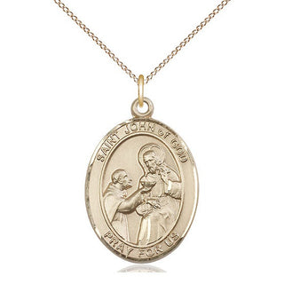 14kt Gold Filled Saint John of God Medal Catholic Jewelry Engraved Catholic Saint Jewelry