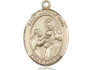 14kt Gold Saint John of God Medal Engraved Catholic Saint Jewelry