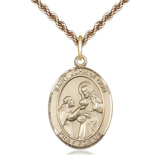 14kt Gold Saint John of God Medal Engraved Catholic Saint Jewelry