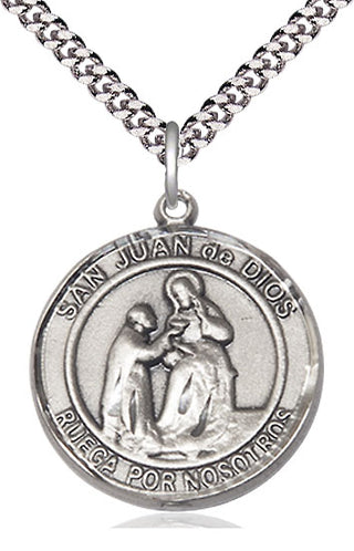 Sterling Silver San Juan de Dios Medal Catholic Jewelry Engraved Catholic Saint Jewelry