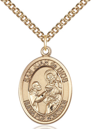 14kt Gold Filled San Juan de Dios Medal Catholic Jewelry Engraved Catholic Saint Jewelry