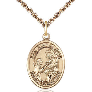 14kt Gold Filled San Juan de Dios Medal Catholic Jewelry Engraved Catholic Saint Jewelry