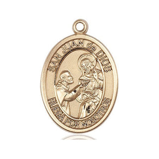 14kt Gold San Juan de Dios Medal Engraved Catholic Saint Jewelry