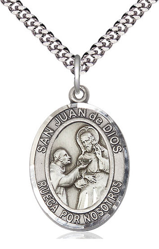 Sterling Silver San Juan de Dios Medal Catholic Jewelry Engraved Catholic Saint Jewelry