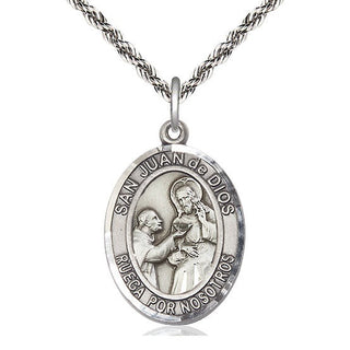 Sterling Silver San Juan de Dios Medal Catholic Jewelry Engraved Catholic Saint Jewelry