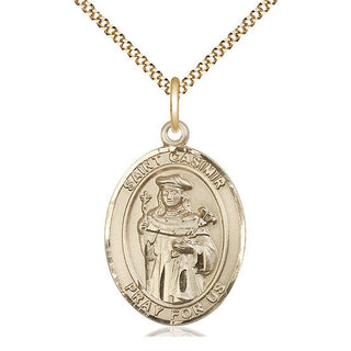 14kt Gold Filled Saint Casimir of Poland Medal Catholic Jewelry Engraved Catholic Saint Jewelry