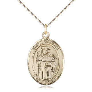14kt Gold Filled Saint Casimir of Poland Medal Catholic Jewelry Engraved Catholic Saint Jewelry