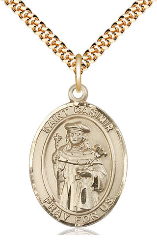 14kt Gold Filled Saint Casimir of Poland Medal Catholic Jewelry Engraved Catholic Saint Jewelry