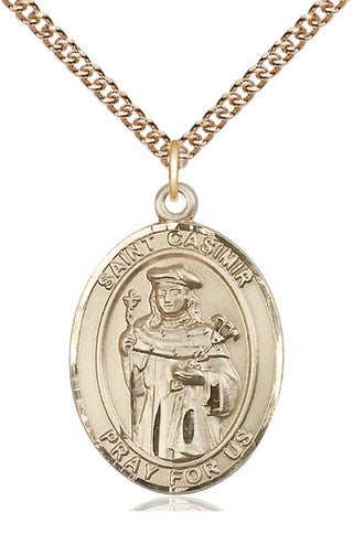 14kt Gold Filled Saint Casimir of Poland Medal Catholic Jewelry Engraved Catholic Saint Jewelry