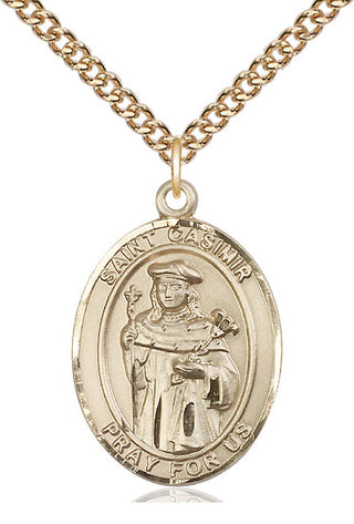 14kt Gold Filled Saint Casimir of Poland Medal Catholic Jewelry Engraved Catholic Saint Jewelry