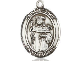 Sterling Silver Saint Casimir of Poland Medal Catholic Jewelry Engraved Catholic Saint Jewelry