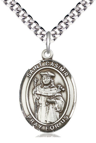 Sterling Silver Saint Casimir of Poland Medal Catholic Jewelry Engraved Catholic Saint Jewelry