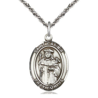Sterling Silver Saint Casimir of Poland Medal Catholic Jewelry Engraved Catholic Saint Jewelry