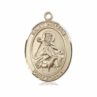 14kt Gold Filled Saint William of Rochester Medal Engraved Catholic Saint Jewelry