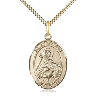 14kt Gold Filled Saint William of Rochester Medal Catholic Jewelry Engraved Catholic Saint Jewelry