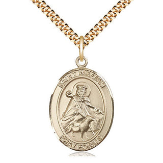 14kt Gold Filled Saint William of Rochester Medal Catholic Jewelry Engraved Catholic Saint Jewelry