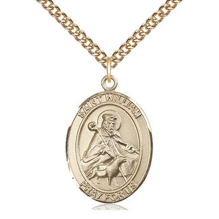 14kt Gold Filled Saint William of Rochester Medal Catholic Jewelry Engraved Catholic Saint Jewelry