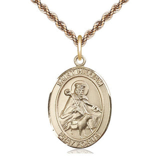 14kt Gold Filled Saint William of Rochester Medal Catholic Jewelry Engraved Catholic Saint Jewelry
