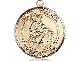 14kt Gold Filled Saint William of Rochester Medal Engraved Catholic Saint Jewelry