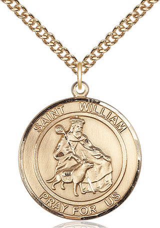14kt Gold Filled Saint William of Rochester Medal Catholic Jewelry Engraved Catholic Saint Jewelry
