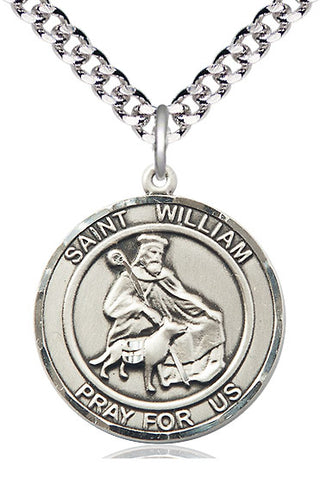 Pewter Saint William of Rochester Medal Catholic Jewelry Engraved Catholic Saint Jewelry