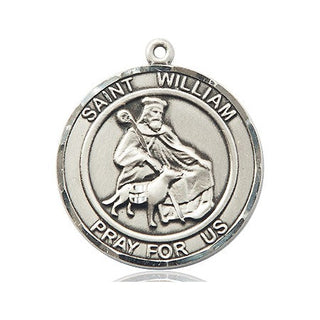 Sterling Silver Saint William of Rochester Medal Catholic Jewelry Engraved Catholic Saint Jewelry