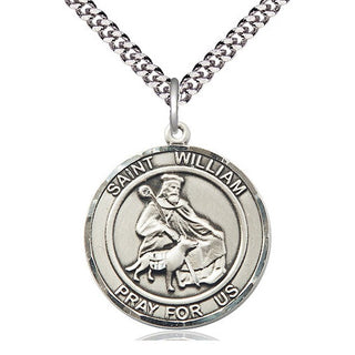 Sterling Silver Saint William of Rochester Medal Catholic Jewelry Engraved Catholic Saint Jewelry