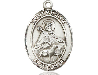 Sterling Silver Saint William of Rochester Medal Catholic Jewelry Engraved Catholic Saint Jewelry