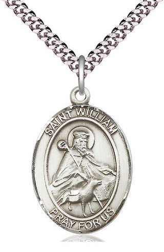 Sterling Silver Saint William of Rochester Medal Catholic Jewelry Engraved Catholic Saint Jewelry