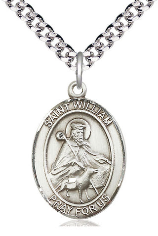 Sterling Silver Saint William of Rochester Medal Catholic Jewelry Engraved Catholic Saint Jewelry