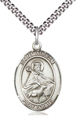 Sterling Silver Saint William of Rochester Medal Catholic Jewelry Engraved Catholic Saint Jewelry
