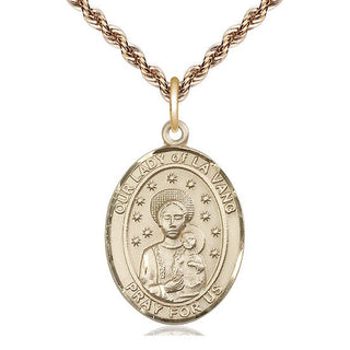 14kt Gold Filled Our Lady of la Vang Medal Catholic Jewelry Engraved Catholic Saint Jewelry