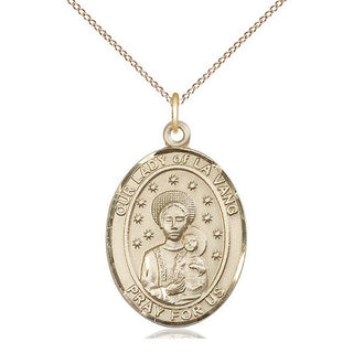 14kt Gold Our Lady of la Vang Medal Engraved Catholic Saint Jewelry