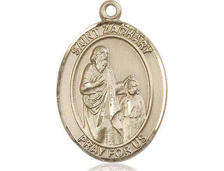 14kt Gold Saint Zachary Medal Engraved Catholic Saint Jewelry