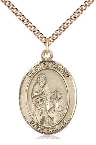 14kt Gold Saint Zachary Medal Engraved Catholic Saint Jewelry