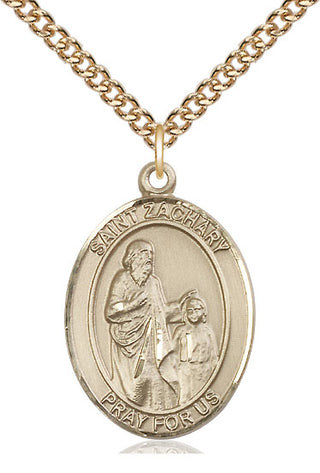 14kt Gold Saint Zachary Medal Engraved Catholic Saint Jewelry