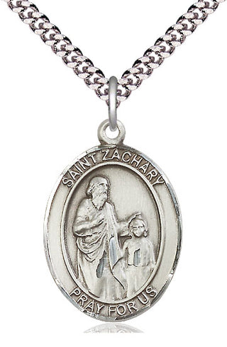 Pewter Saint Zachary Medal Catholic Jewelry Engraved Catholic Saint Jewelry