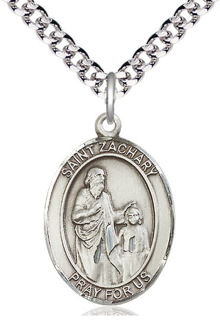 Pewter Saint Zachary Medal Catholic Jewelry Engraved Catholic Saint Jewelry