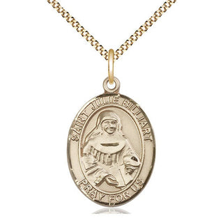 14kt Gold Filled Saint Julie Billiart Medal Catholic Jewelry Engraved Catholic Saint Jewelry