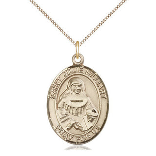 14kt Gold Filled Saint Julie Billiart Medal Catholic Jewelry Engraved Catholic Saint Jewelry
