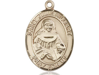 14kt Gold Saint Julie Billiart Medal Engraved Catholic Saint Jewelry