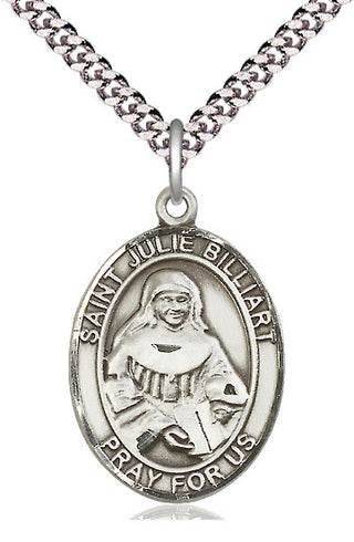 Pewter Saint Julie Billiart Medal Catholic Jewelry Engraved Catholic Saint Jewelry