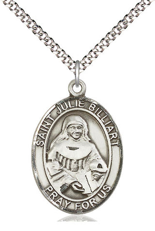 Pewter Saint Julie Billiart Medal Catholic Jewelry Engraved Catholic Saint Jewelry